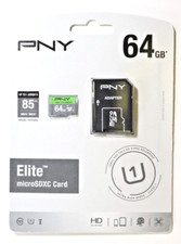 New PNY Elite 64GB MicroSDXC Card -UHS-I U1 up to 85MB/Sec P-SDU64U185EL-GE