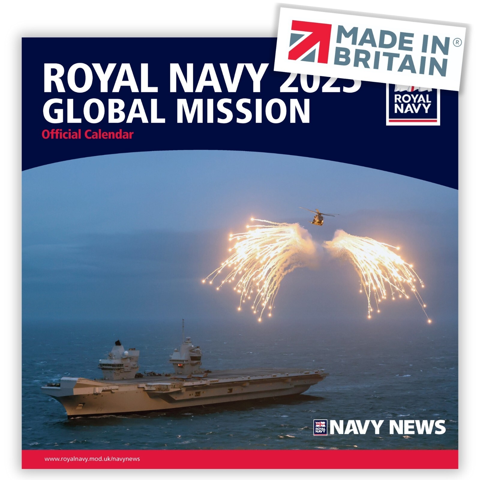 Calendar 2025 Official Royal Navy Large UK Holidays MADE IN BRITAIN®