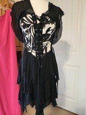 TADASHI SILK BLACK MINI DRESS WITH CORCETT TOP 4 NWT STATEMENT PIECE ADJUSTABLE