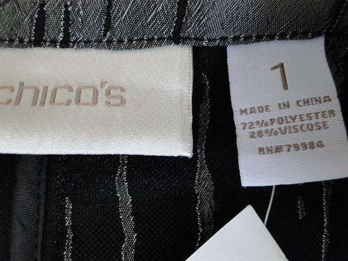 Chico's Vertical Crush Jacket Gray Silver Size 1 New with Tags - Picture 7 of 9