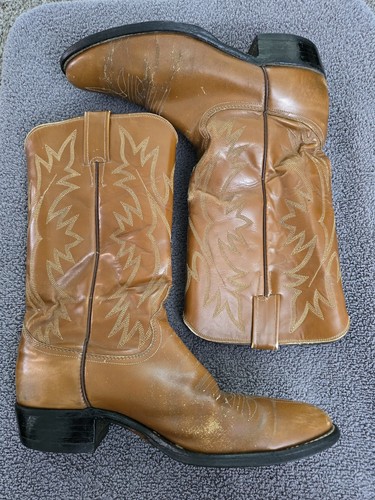 Herren Vintage Justin Braun Leder Cowboystiefel 8,5 D Getragen - Bild 2 von 8