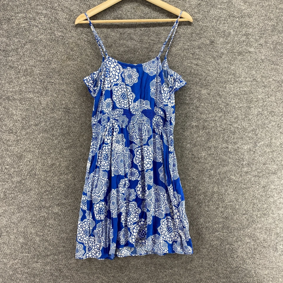 Elle Dress Women S Small Blue Floral Sheath Midi Sleeveless Round Neck Rayon - Image 2 of 4