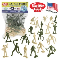 TimMee AIR FORCE Plastic Army Men Green & Tan 26pc Toy Soldier Figures USA Made