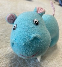 Russ Berrie Plush Hippo Stuffed Animal Rattle Vintage Rare Terry Cloth