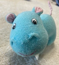 Russ Berrie Plush Hippo  Stuffed Animal Rattle Vintage Rare Terry Cloth
