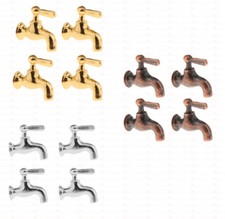 4PC Dollhouse 1:12 Scale Miniatures Lot Metal Faucet Set Kitchen Sink Accessorie