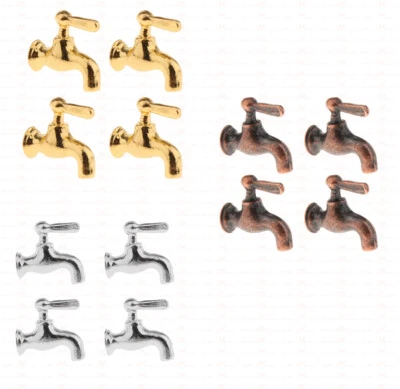 4 Stück Puppenhaus Miniatur Wasserhahn Metall Küchenspüle Zubehör Maßstab 1:12 - Bild 1 von 4