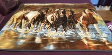 Northwest Company Wild Horses Throw Blanket by Victoria Wilson-Schultz  48”x58”