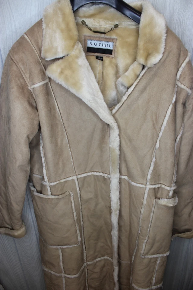 Gabardina Big Chill para mujer con cuello tostado manga larga botón delantero talla XL Foto 3 de 4