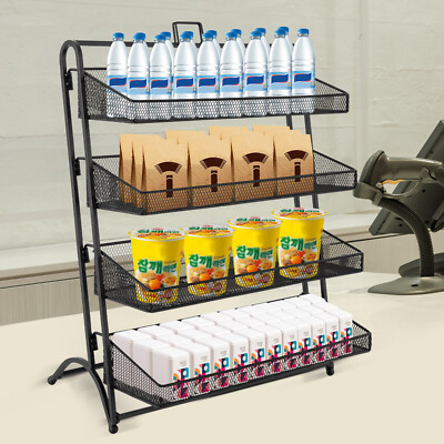 4 Tiers Retail Display Shelf Grocery Snack Rack Storage Stand Store Display Rack
