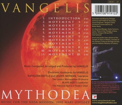 Vangelis - Mythodea (Music For The NASA Mission: 2001 Mars Odyssey) (CD, Album) - Imagen 2 de 2