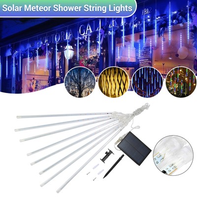 Solar LED Xmas Lights Meteor Shower Rain Tree String Light Garden Party Outdoor
