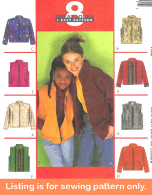 SEWING PATTERN Sew Girls Clothing Clothes Jacket Vest Fleece