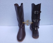 Renaissance Shoes Leather Viking Larp Shoes Gosudar viking middle high boot SCA