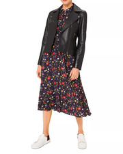 Hobbs Black Tania Leather Moto Jacket Size 2