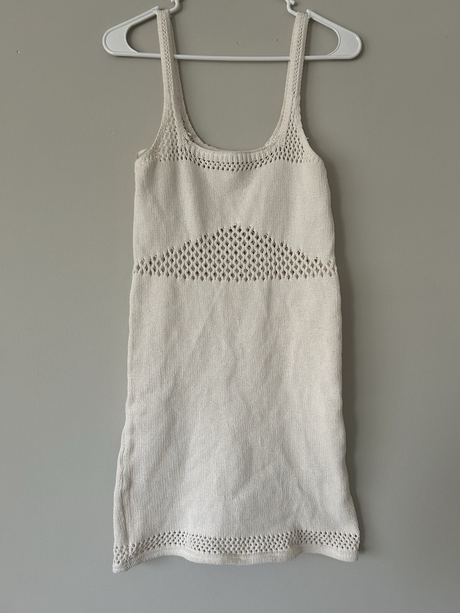 Crochet Zara Cream Jumper Dress Zara Cream Crochet Knit Mini Dress Size  Medium Summer Vacation