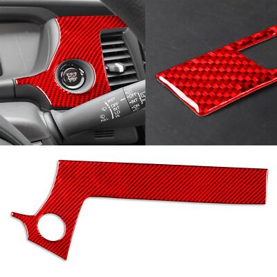 Red Carbon Fiber Interior Start Stop Key Panel Cover for Honda Fit 2020-2022 LHD