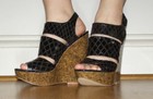 NIB Sexy Snake Print MINX Cork Look Platform Wedge Shoes size 8.5 Open toes — photo 3