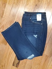 TERRA  SKY Jeans Women 18W Denim Distressed Dark Wash High Vtg Crop Boot Cut