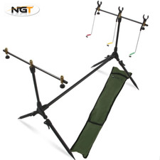Carp Fishing Session Rod Pod Stand + 3 Indicators 3 Rod Rests & Buzzer Bars Case