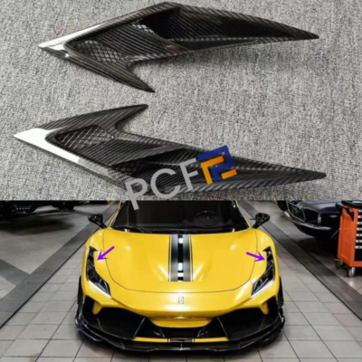 Real Carbon Fiber Headlight Eyebrows Eyelids Trim For Ferrari F8
