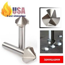 Cortador de molino de bisel HSS de 3 flautas, 30 mm y 40 mm, avellanador de 90 ° para metal madera