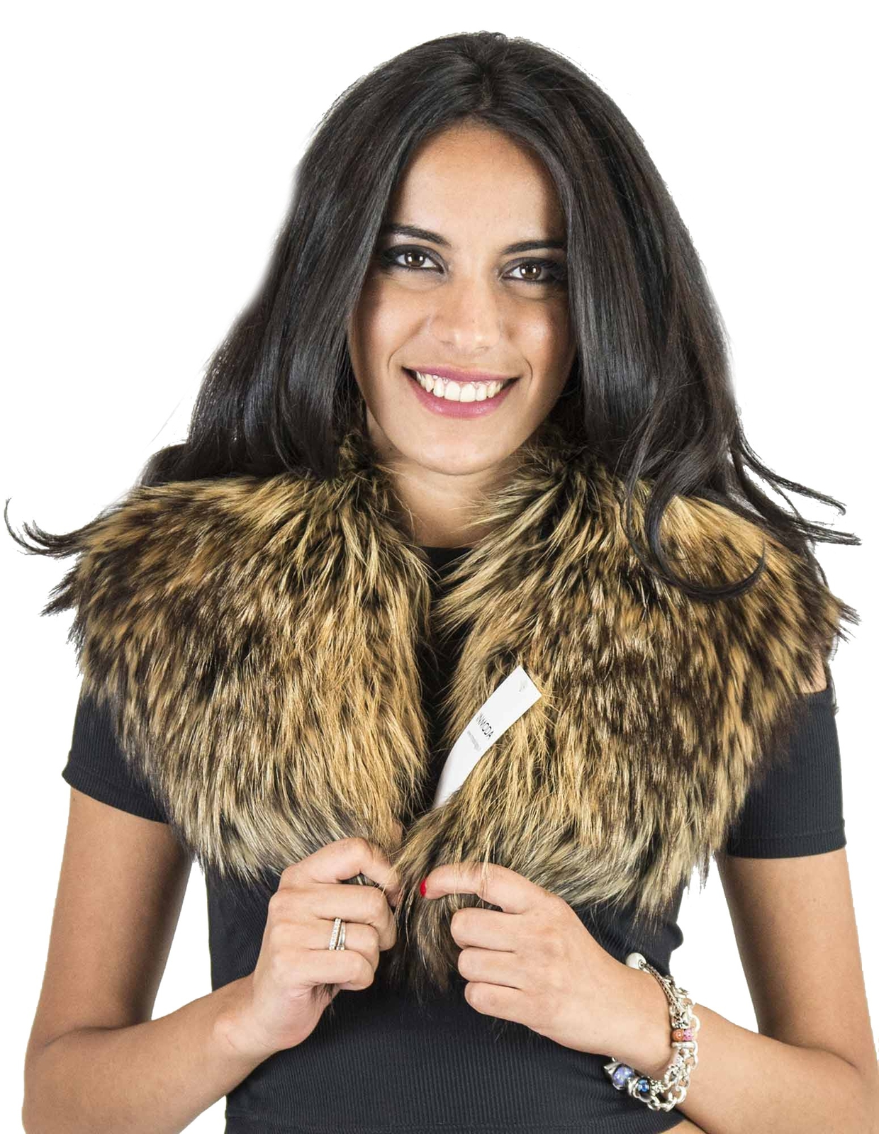 Faded gold and brown fur collar with stylish tips