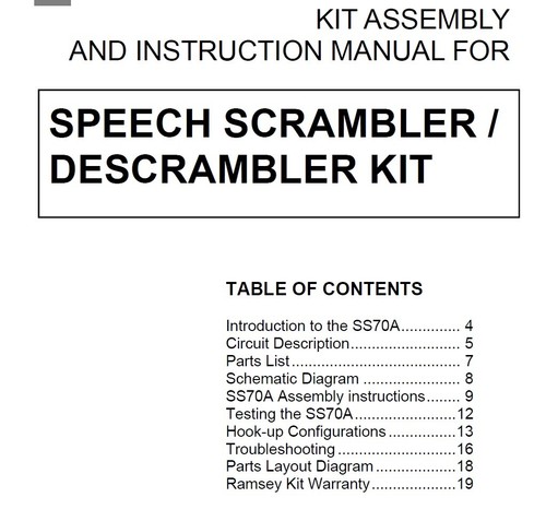 Ramsey SS70A Speech Scramble-Descramble Manual includes schematic. - Picture 2 of 2