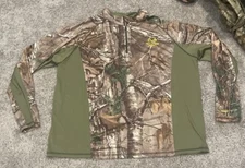 Realtree Xtra Shirt Mens XL Camo 1/4 Zip Pullover Stretch Scent-Factor Hunt