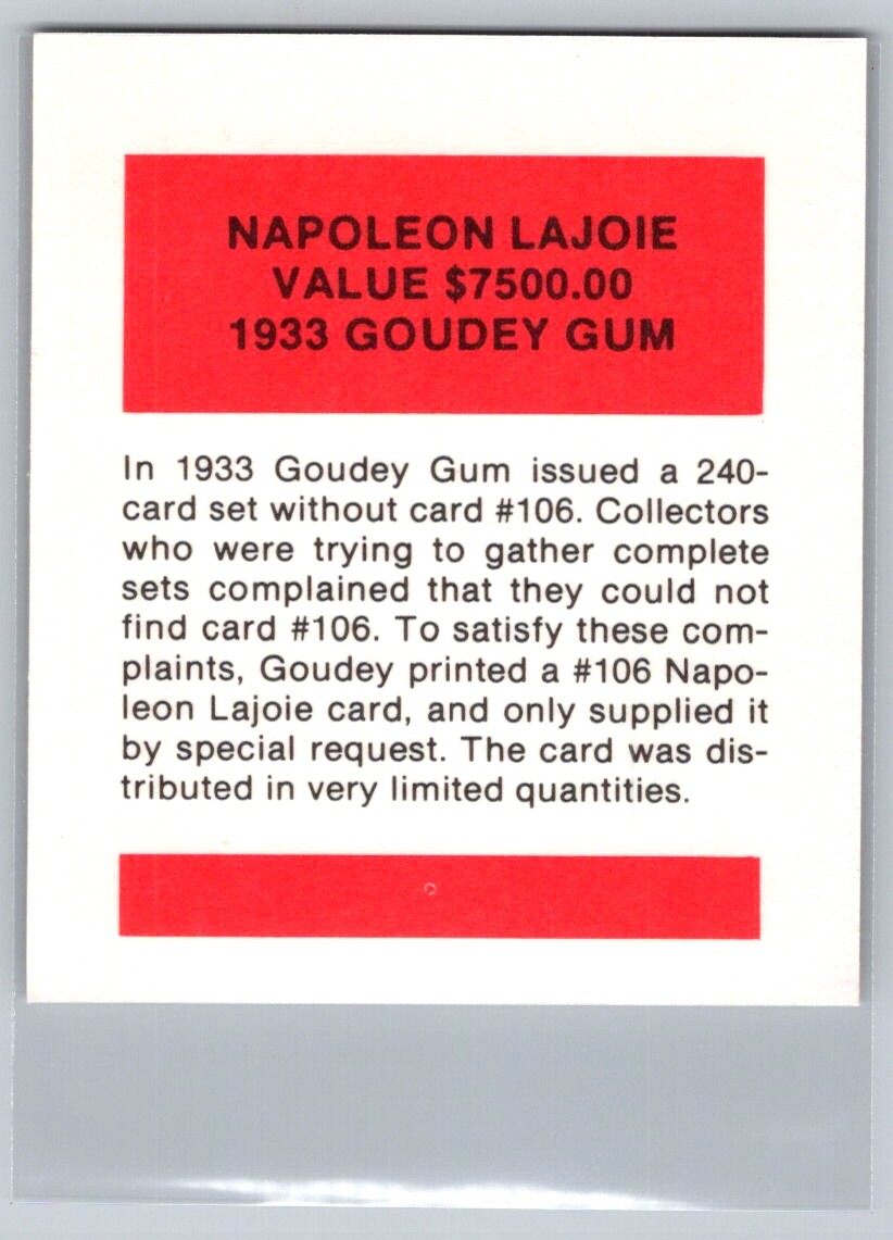 ルノワール・La Grenouillere,コロタイプ版上サイン Napoleon Larry LaJoie Reprint 1933 Goudey Gum #106 Baseball Card