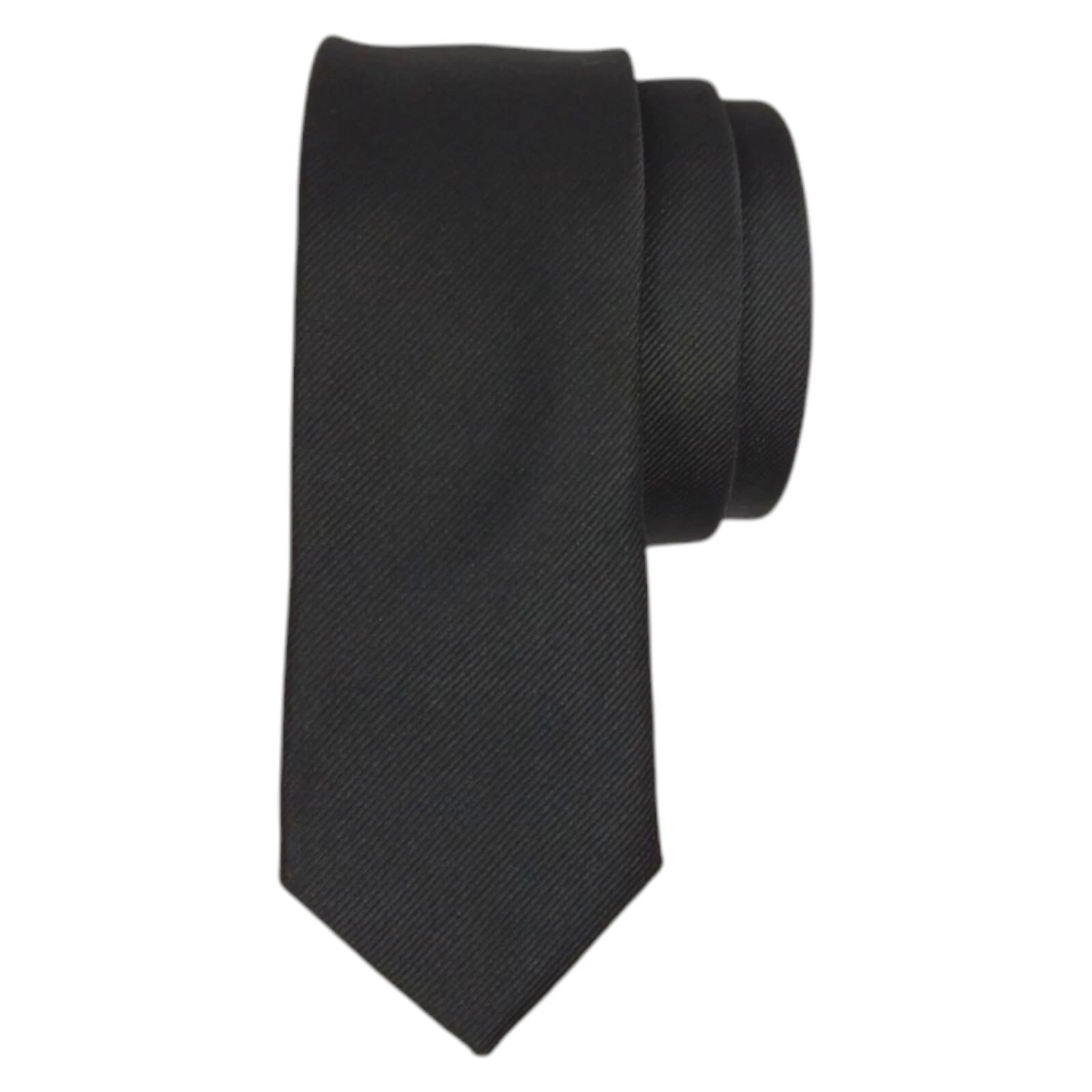 ELZAMA Mens Skinny Tie Black Solid Slim 2.0 Dress Narrow Modern Fashion Necktie - product detail image 5