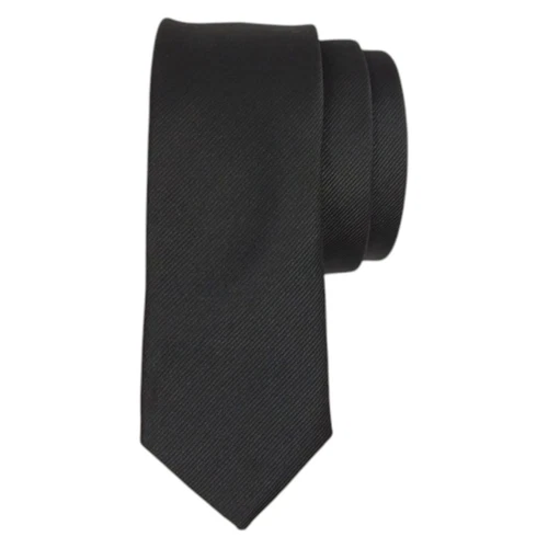 ELZAMA Mens Skinny Tie Black Solid Slim 2.0 Dress Narrow Modern Fashion Necktie image 5