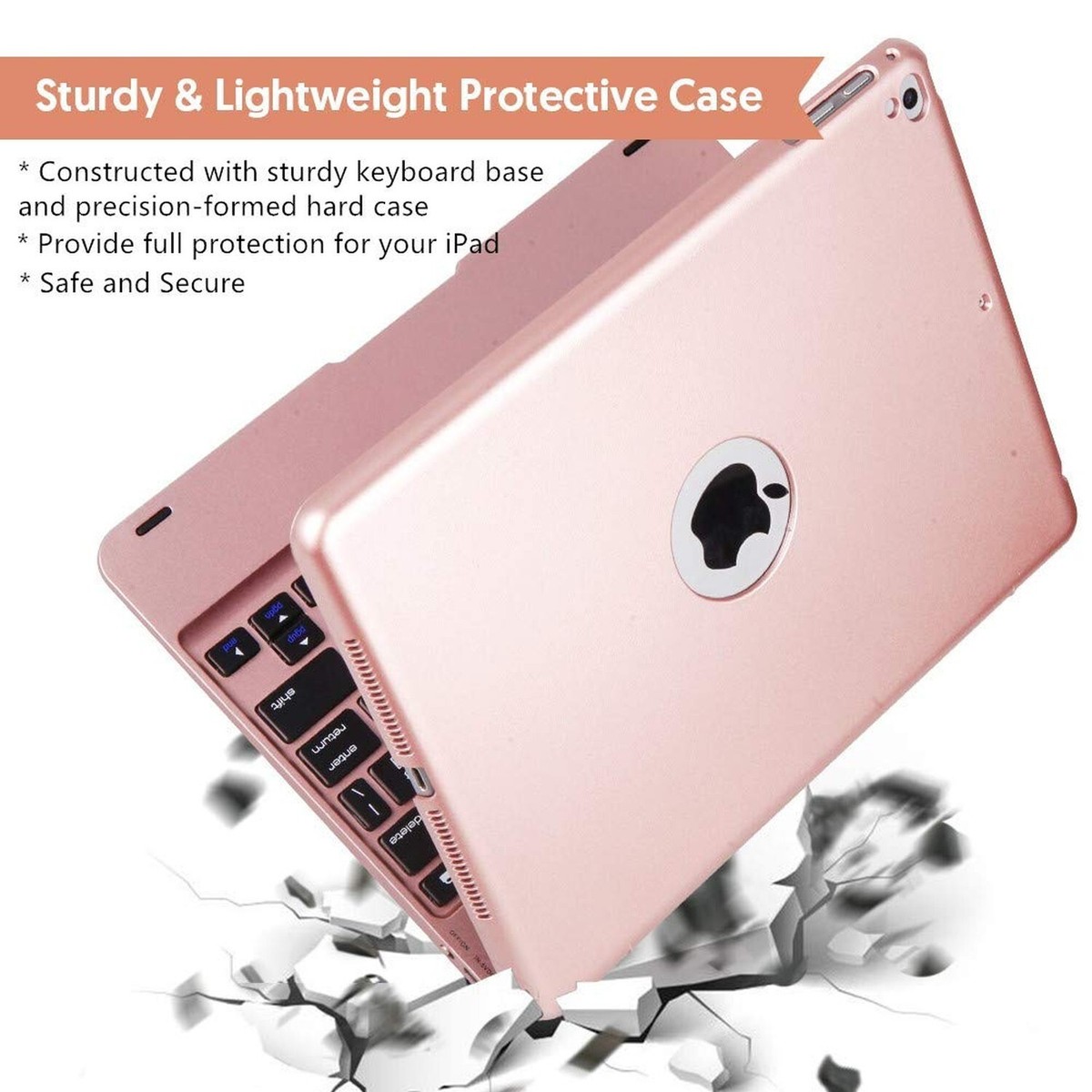Wireless Bluetooth Keyboard Case for iPad 5th-6th Gen, Air 1-2