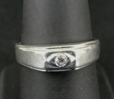 Ring Silver Cubic Zirconia Stone Band Sterling Silver 925 Size 8 Ring Band