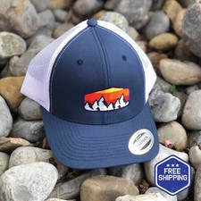 Trucker Cap mountain patch embroidery, Mountain lover gift, Mountain logo hat