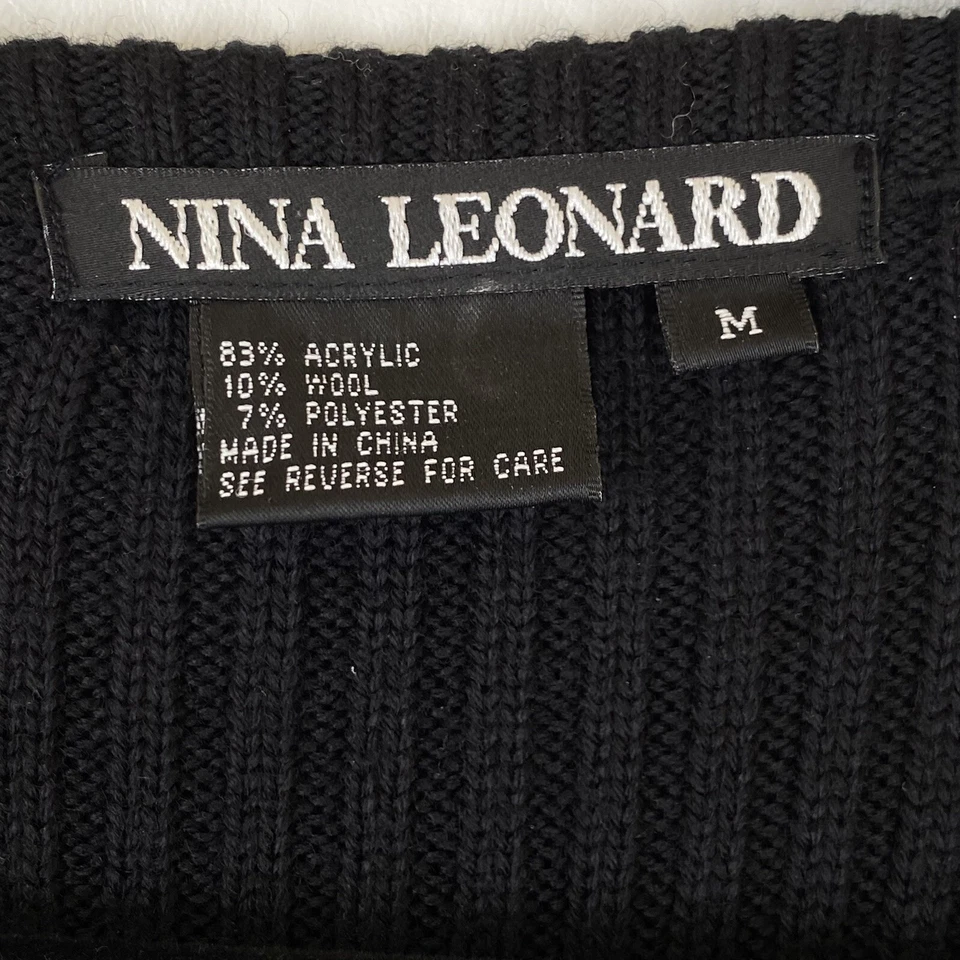 Chaleco Nina Leonard Mujer Mediano Mezcla Lana Cremallera Negro Marrón Suéter Estampado Animal Foto 2 de 4