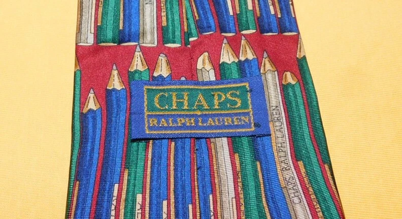 CHAPS RALPH LAUREN HECHOS EN EE. UU. AZUL/ROJO/VERDE LÁPICES MOTIVO CORBATA - CORBATAS PARA EL CUELLO. Foto 4 de 4