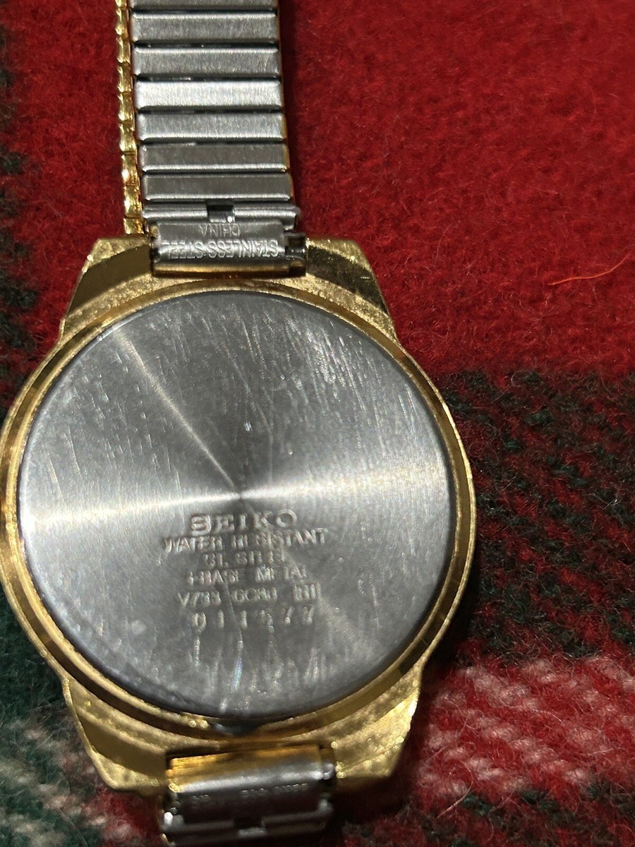 Seiko V733-6C80 Day-Date Water Resistant Stainless Steel