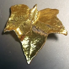 Maple Leaf Pendant Dipped Gold Plated Figural Floral Jewelry Shiny Drop Vintage 