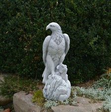 Adler Vogel Steinfigur H.50 cm 20 x 18 cm Grau 14 kg Weißbeton frostsicher