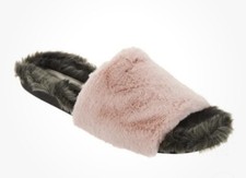 Lori Goldstein Collection Faux Fur Slides Pink House Shoes Slippers Women's 6.5