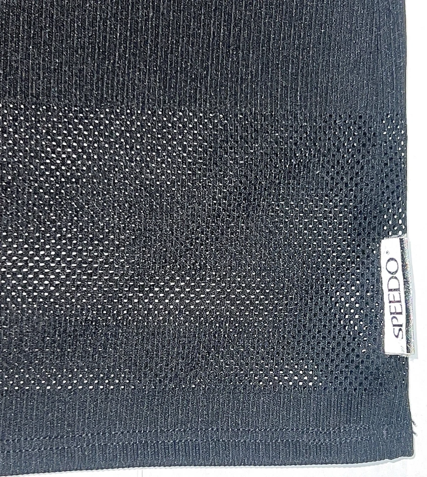 Speedo VTG Black Sheer Mesh Stripe Sleeveless Beach Pool Swim Cover-Up Dress S - Image 3 of 4