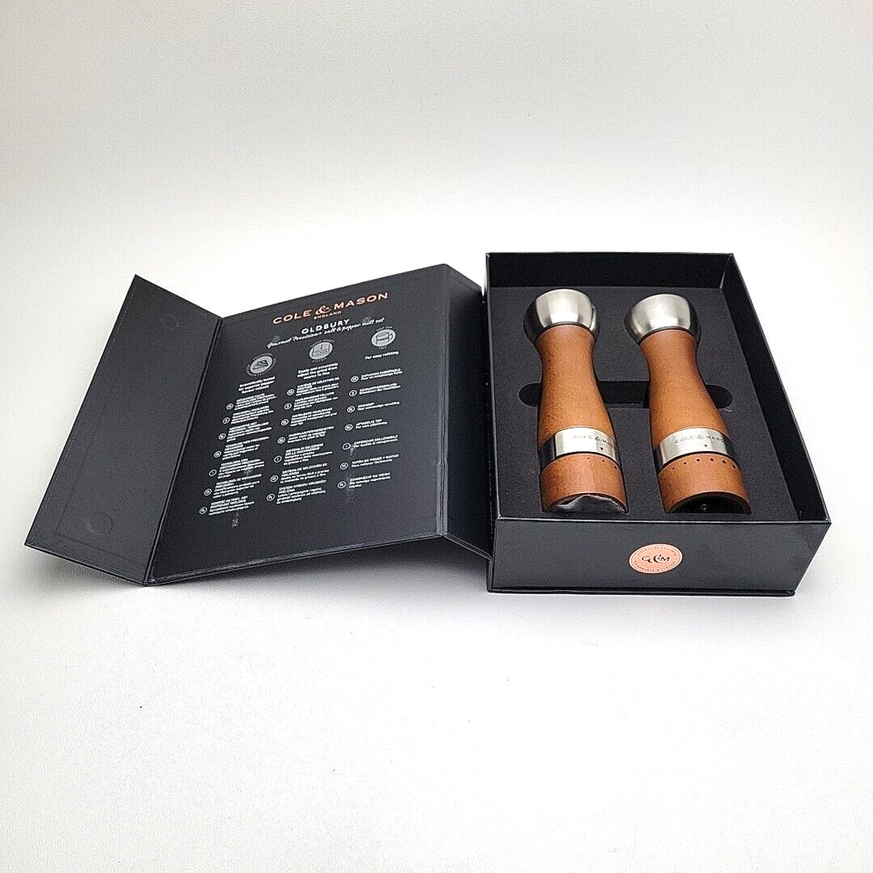 COLE & MASON Oldbury Wood Salt and Pepper Grinder Set Wooden Mills eBay