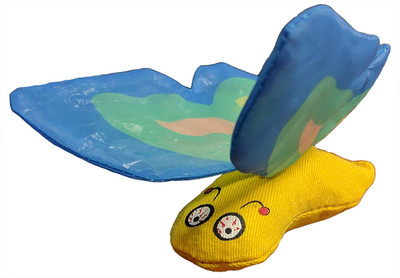 NEW! YEOWWW! Butterflies Catnip Toy with Crinkle - Blue - 2-pack