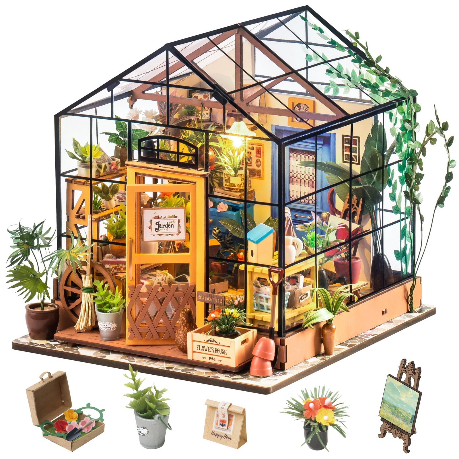 Rolife Greenhouse, DIY Miniature House Kits, 195x 175x 175 mm, Mahrfarben