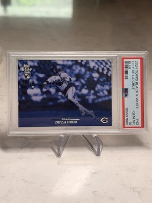 Topps 2024 Black & White Elly De La Cruz Reds Blue /49 #42 RC PSA 10