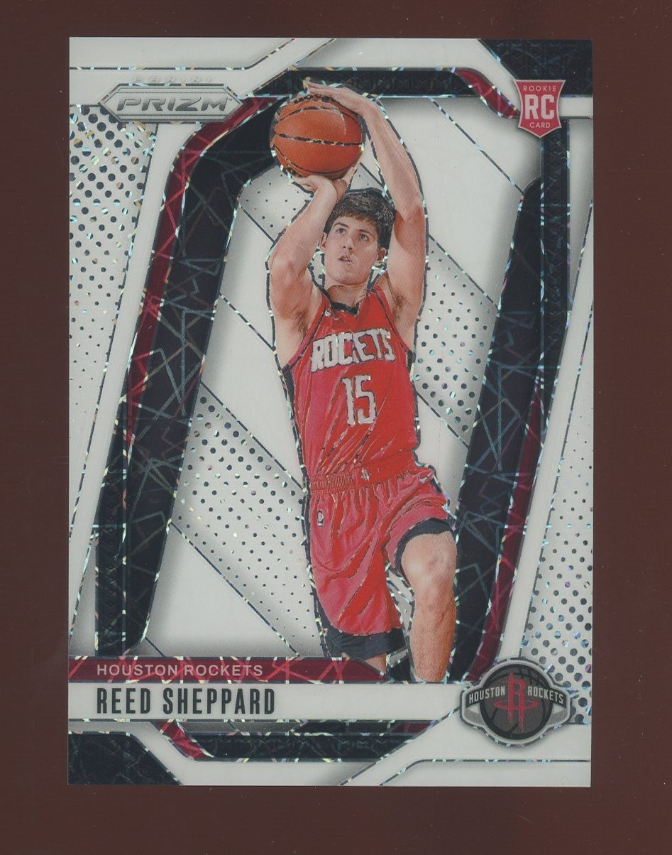 2024-25 Panini White Laser Prizm #268 Reed Sheppard Rockets RC Rookie 102/275