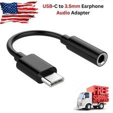 USB-C Type C Adapter Port to 3.5MM Aux Audio Jack Earphone Headphone Cable USB