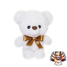 NEW AURORA Fluffy Plush Bear with Ribbon White SS