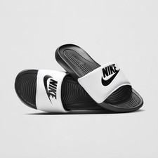 Nike Men's Slide Sandals US 10 Black/White Logo Synthetic Slip-On New w/ Box